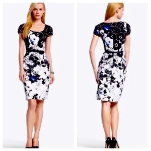 White House Black Market, Floral Print Sheath Dress, Size 14
